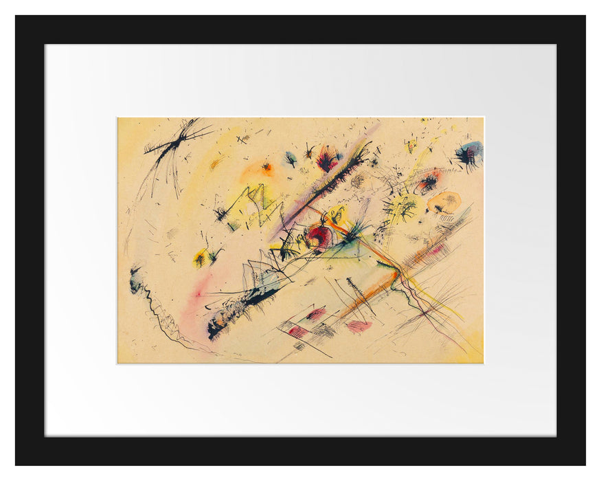 Pixxprint Wassily Kandinsky - Helles Bild, im Galerie-Passepartout Bilderrahmen