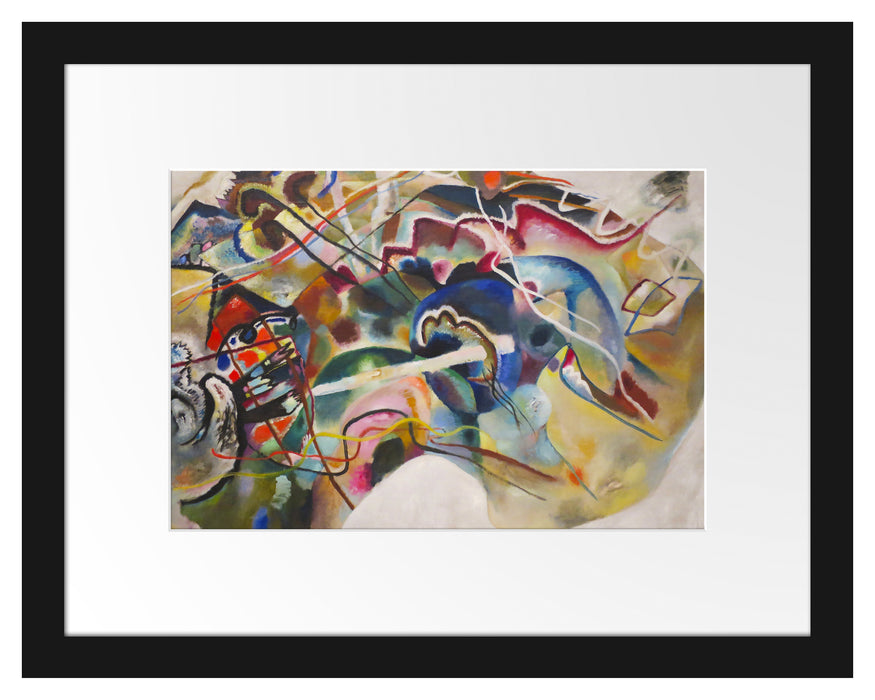 Pixxprint Wassily Kandinsky - Bild mit weißem Rand, im Galerie-Passepartout Bilderrahmen