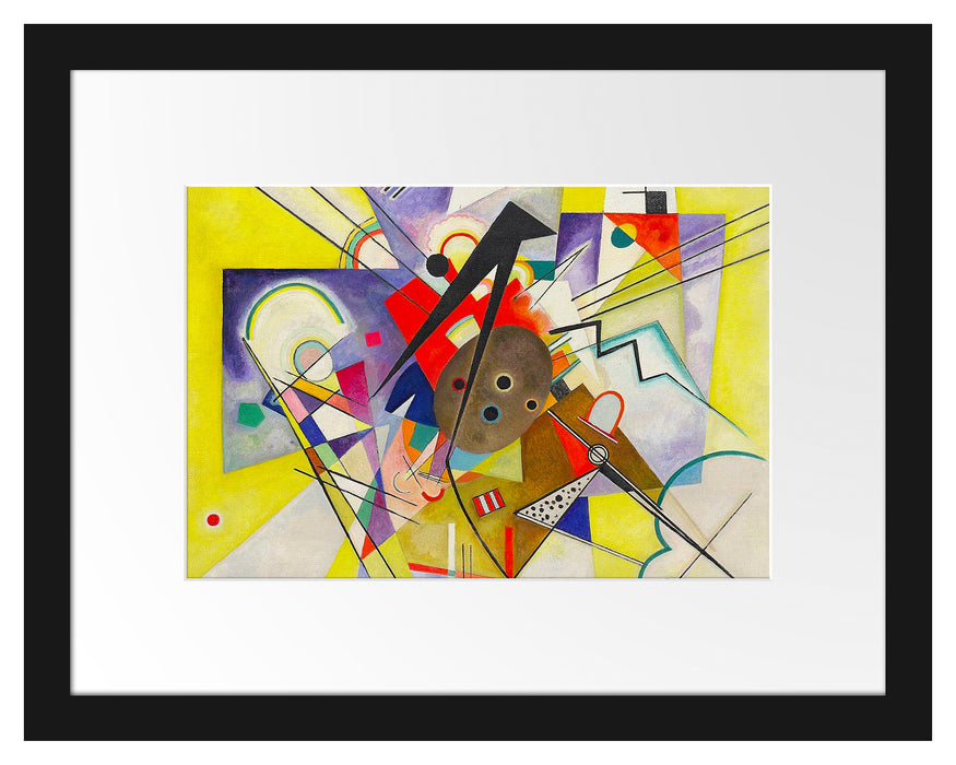 Pixxprint Wassily Kandinsky - Gelbe Begleitung, im Galerie-Passepartout Bilderrahmen