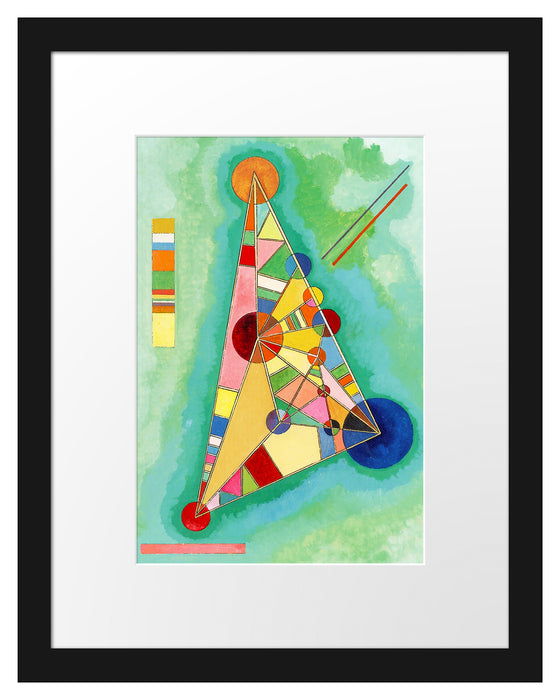 Pixxprint Wassily Kandinsky - Bunt im Dreieck, im Galerie-Passepartout Bilderrahmen