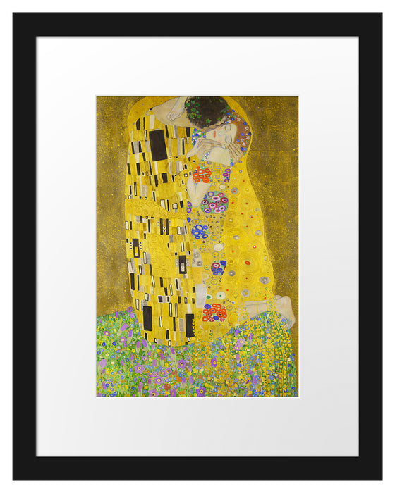 Pixxprint Gustav Klimt - Der Kuss, im Galerie-Passepartout Bilderrahmen
