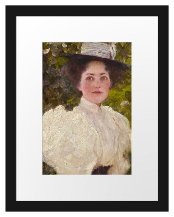 Pixxprint Gustav Klimt - Mädchen im Grünen, im Galerie-Passepartout Bilderrahmen