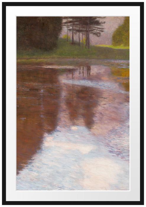 Gustav Klimt - Ein Morgen am Teiche Egelsee Passepartout Rechteckig 100