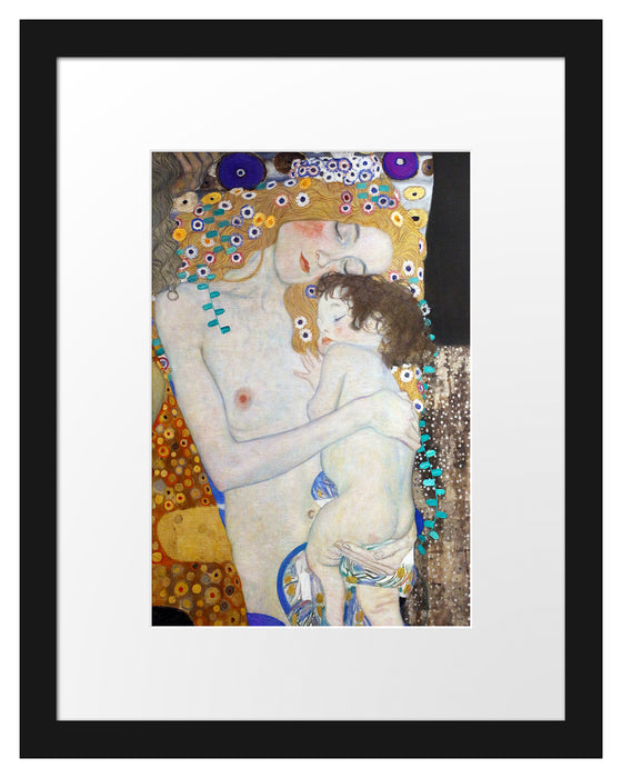 Pixxprint Gustav Klimt - Die drei Lebensalter einer Frau, im Galerie-Passepartout Bilderrahmen