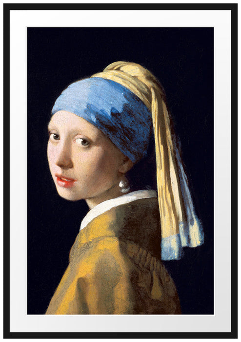 Johannes Vermeer - Mädchen mit dem Perlenohrring Passepartout Rechteckig 100