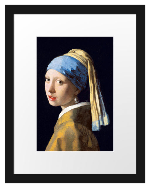Johannes Vermeer - Mädchen mit dem Perlenohrring Passepartout Rechteckig 30