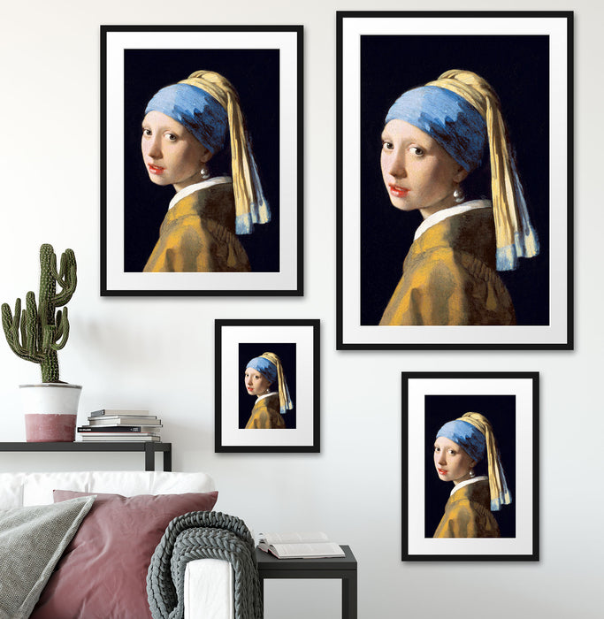 Johannes Vermeer - Mädchen mit dem Perlenohrring Passepartout Wohnzimmer Rechteckig