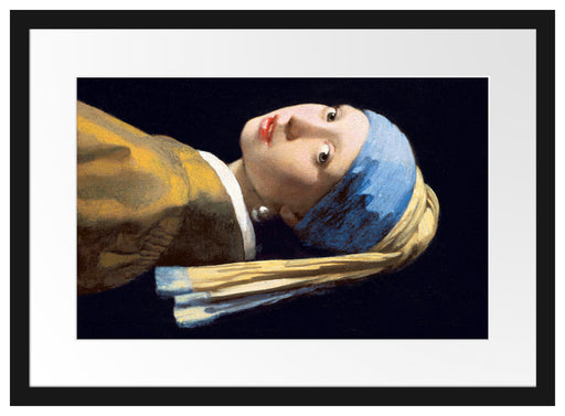 Johannes Vermeer - Mädchen mit dem Perlenohrring Passepartout Rechteckig 40