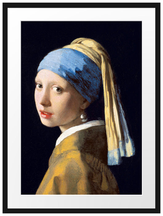Johannes Vermeer - Mädchen mit dem Perlenohrring Passepartout Rechteckig 80