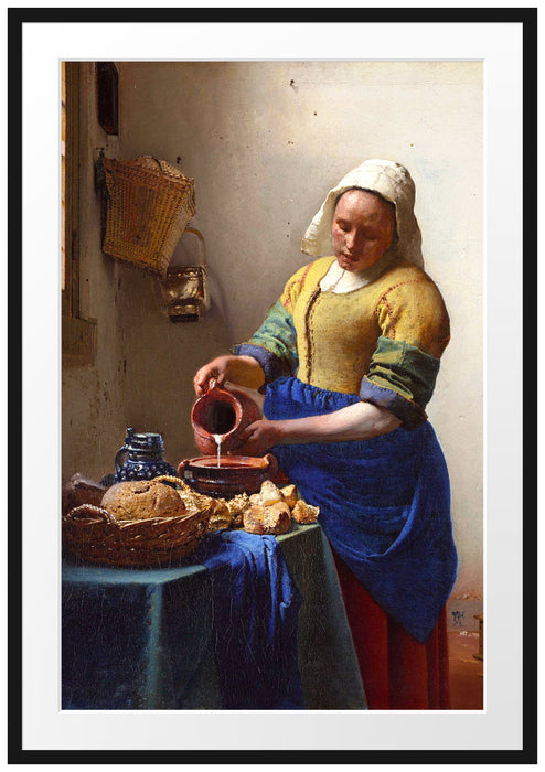 Johannes Vermeer - Das Milchmädchen Passepartout Rechteckig 100