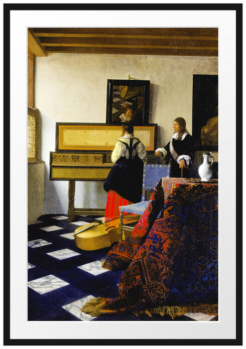 Johannes Vermeer - Die Musikstunde Passepartout Rechteckig 100