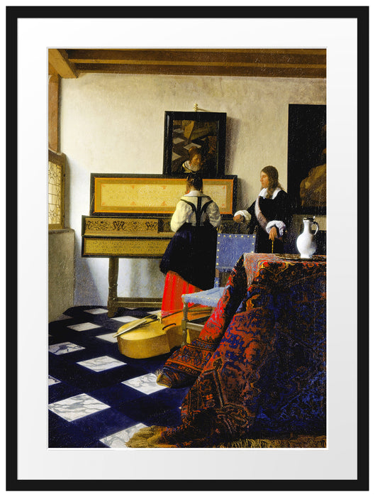 Johannes Vermeer - Die Musikstunde Passepartout Rechteckig 80