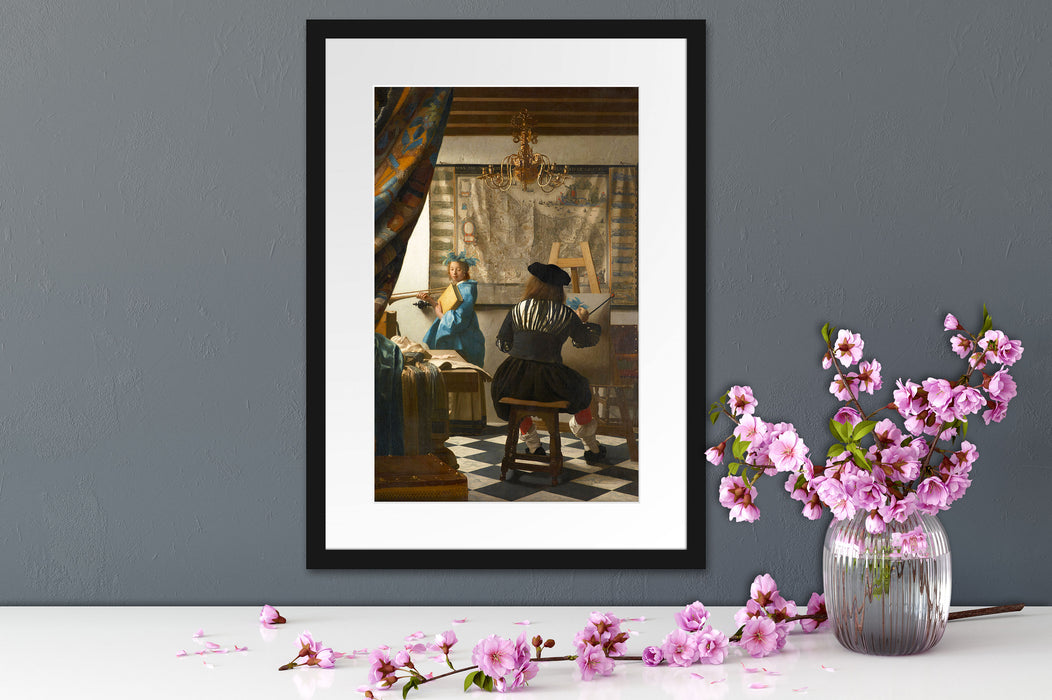 Johannes Vermeer - Die Allegorie der Malerei Passepartout Dateil Rechteckig