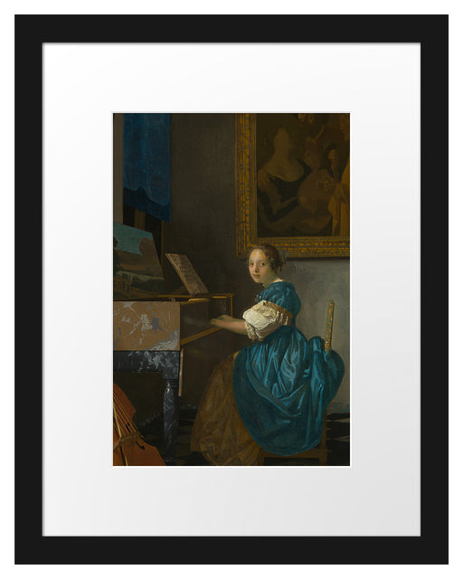 Johannes Vermeer - Sitzende Virginal Spielerin Passepartout Rechteckig 30