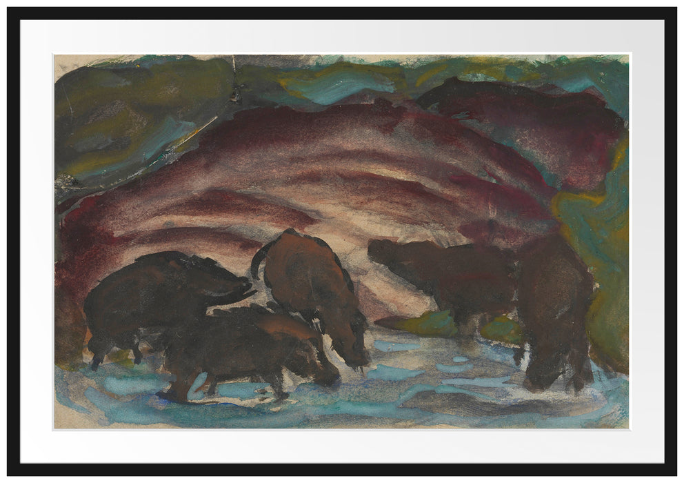 Franz Marc - Wildschweine am Wasser Passepartout Rechteckig 100