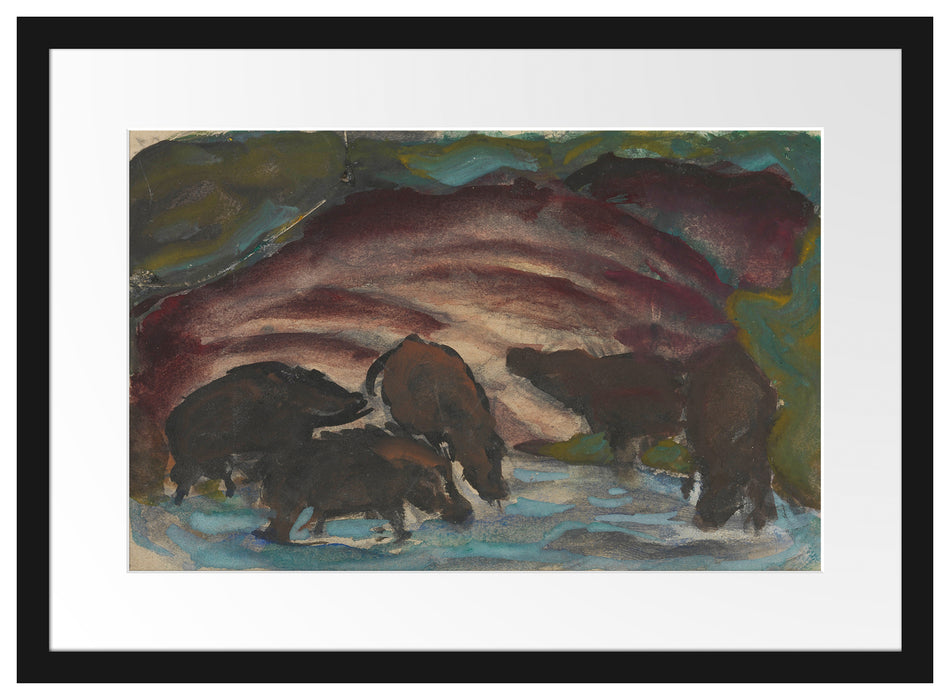 Franz Marc - Wildschweine am Wasser Passepartout Rechteckig 40