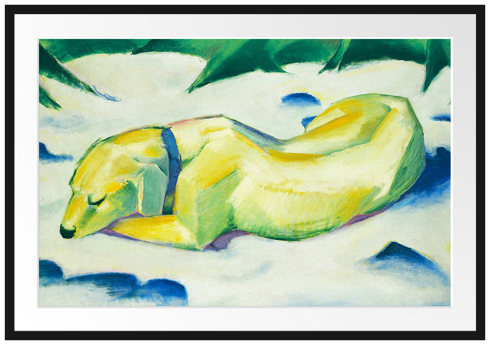 Franz Marc - Liegender Hund im Schnee Passepartout Rechteckig 100