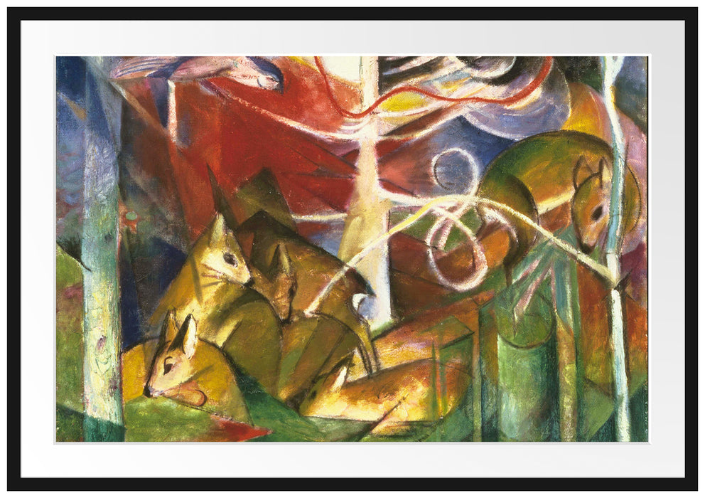 Franz Marc - Rehe im Wald I Passepartout Rechteckig 100
