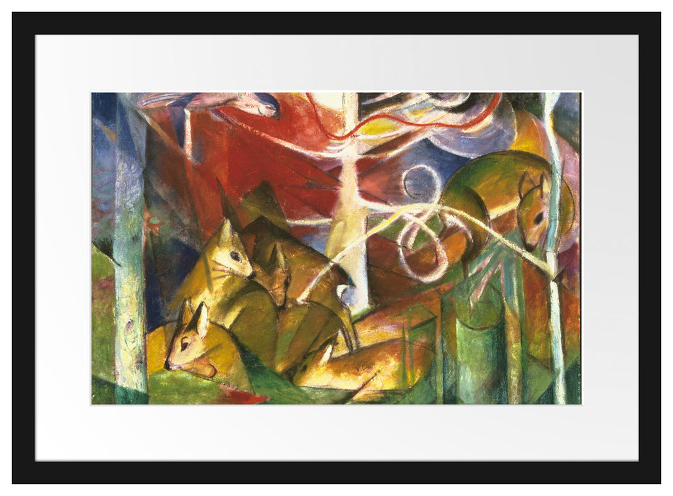 Franz Marc - Rehe im Wald I Passepartout Rechteckig 40
