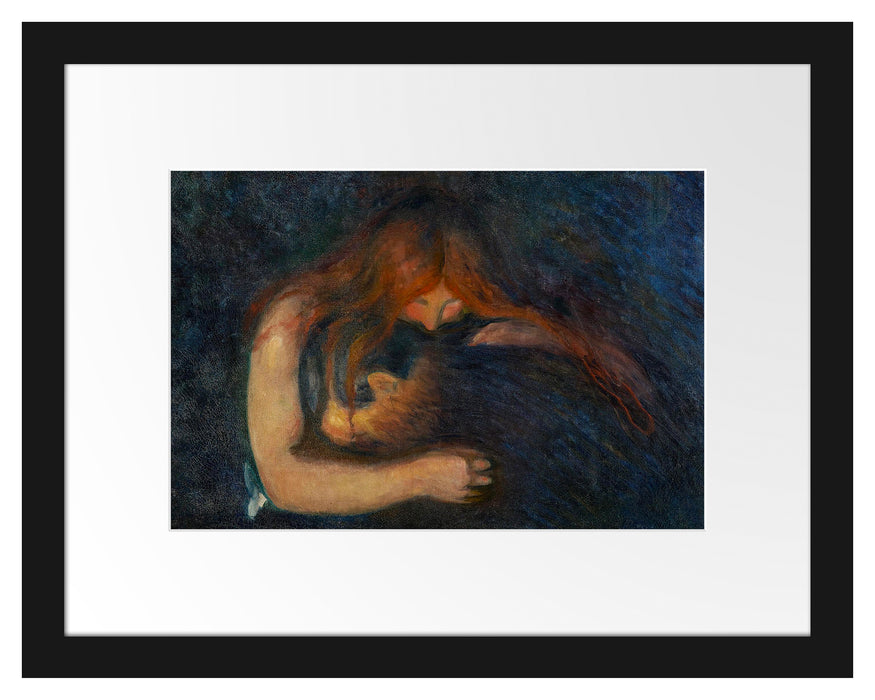 Pixxprint Edvard Munch - Vampir, im Galerie-Passepartout Bilderrahmen