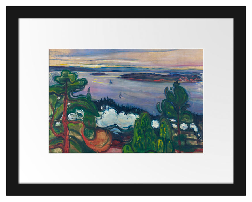 Pixxprint Edvard Munch - Train Smoke, im Galerie-Passepartout Bilderrahmen