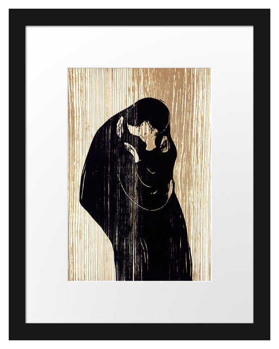 Pixxprint Edvard Munch - Kuss IV, im Galerie-Passepartout Bilderrahmen