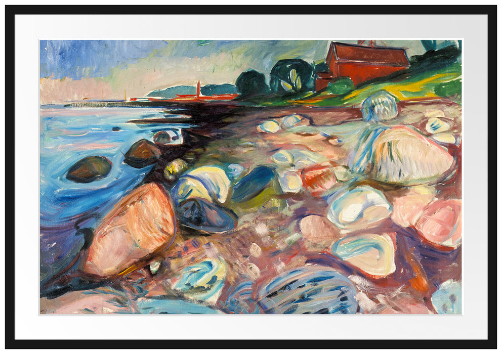 Edvard Munch - Küste mit rotem Haus Passepartout Rechteckig 100