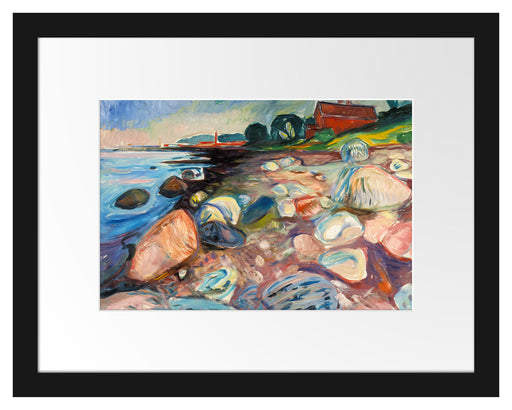 Edvard Munch - Küste mit rotem Haus Passepartout Rechteckig 30