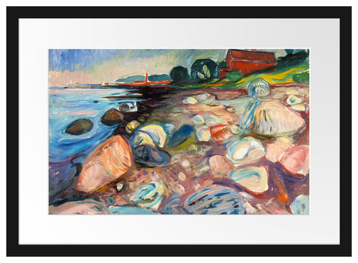 Edvard Munch - Küste mit rotem Haus Passepartout Rechteckig 40
