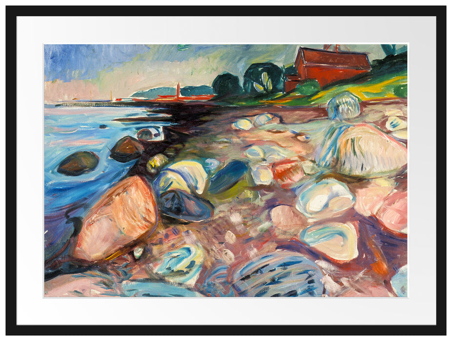 Edvard Munch - Küste mit rotem Haus Passepartout Rechteckig 80
