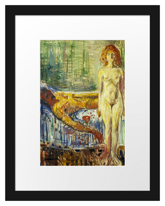 Pixxprint Edvard Munch - Der Tod des Marat II, im Galerie-Passepartout Bilderrahmen