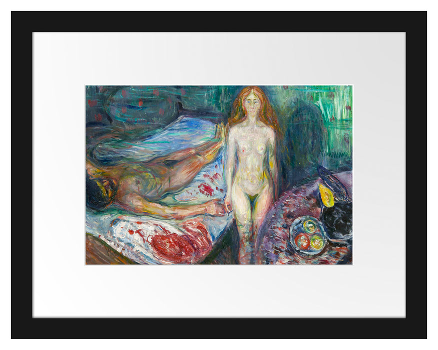 Pixxprint Edvard Munch - Der Tod des Marat I, im Galerie-Passepartout Bilderrahmen