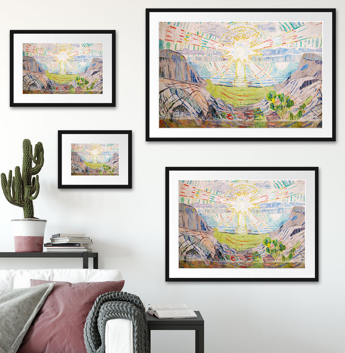 Edvard Munch - Die Sonne Passepartout Wohnzimmer Rechteckig