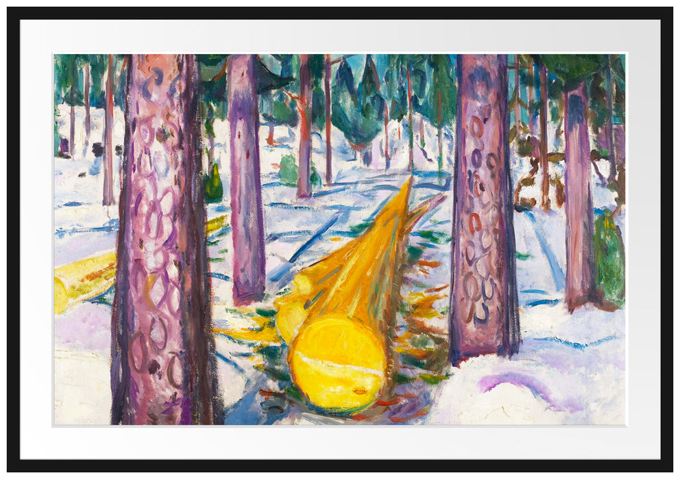 Edvard Munch - Gelber Baumstamm Passepartout Rechteckig 100