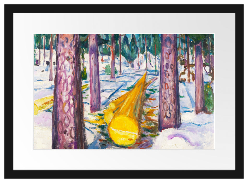 Edvard Munch - Gelber Baumstamm Passepartout Rechteckig 40