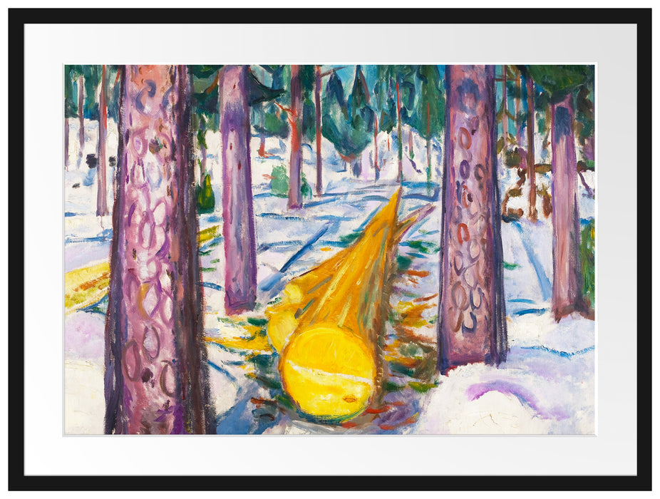 Edvard Munch - Gelber Baumstamm Passepartout Rechteckig 80