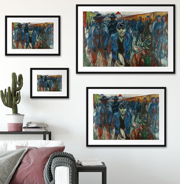 Edvard Munch - Arbeiter auf dem Heimweg Passepartout Wohnzimmer Rechteckig