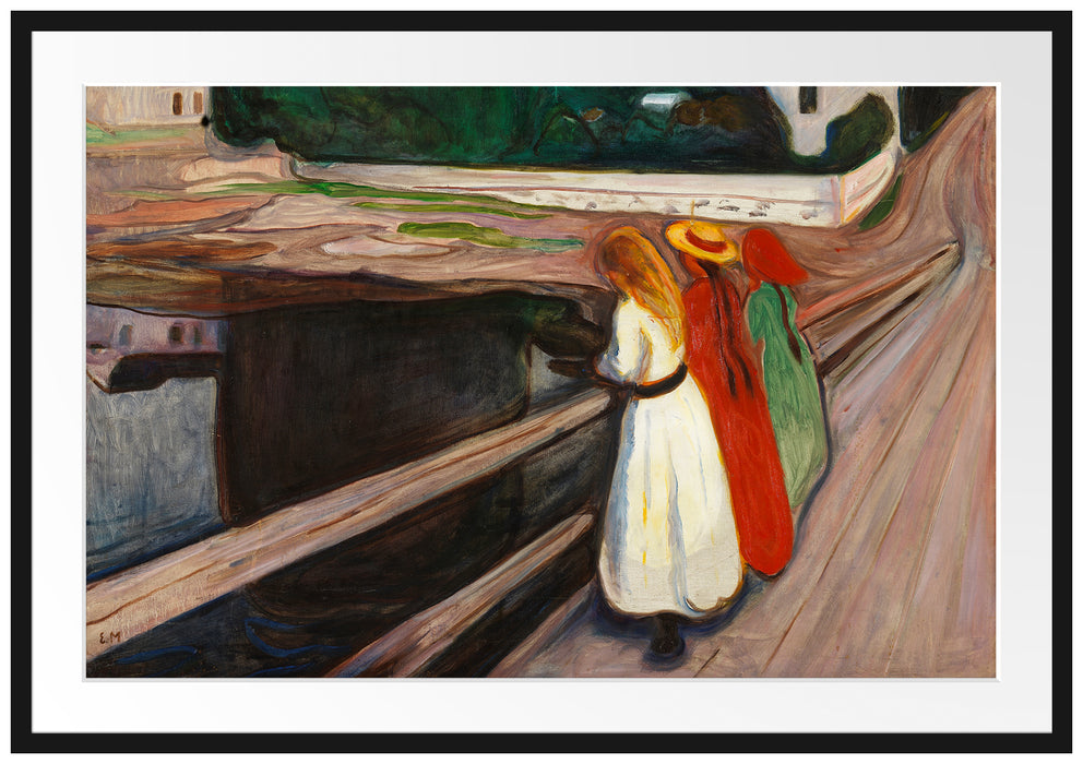 Edvard Munch - Mädchen auf der Brücke Passepartout Rechteckig 100