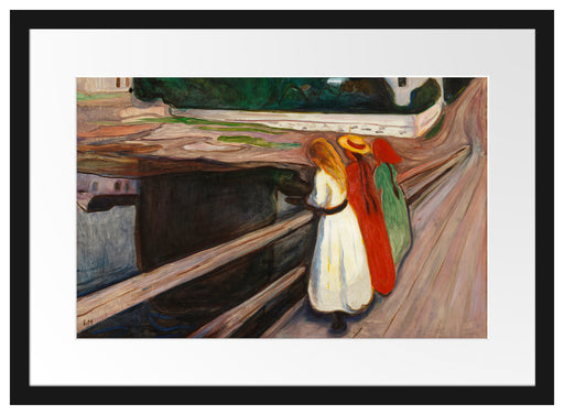 Edvard Munch - Mädchen auf der Brücke Passepartout Rechteckig 40