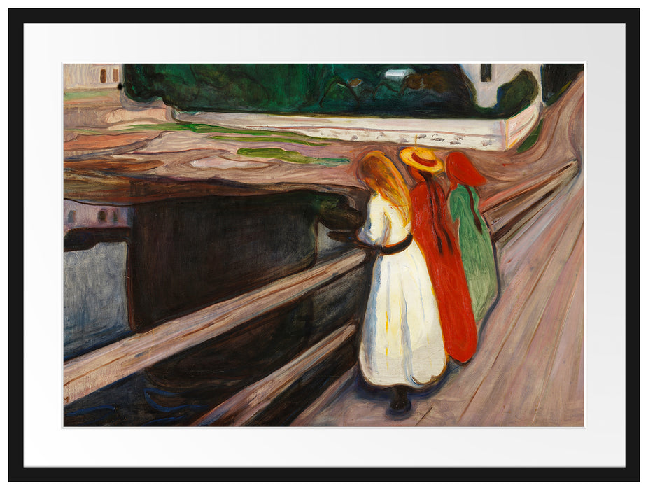 Edvard Munch - Mädchen auf der Brücke Passepartout Rechteckig 80