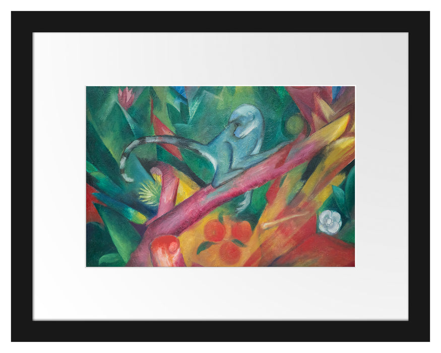 Pixxprint Franz Marc - Das Äffchen, im Galerie-Passepartout Bilderrahmen