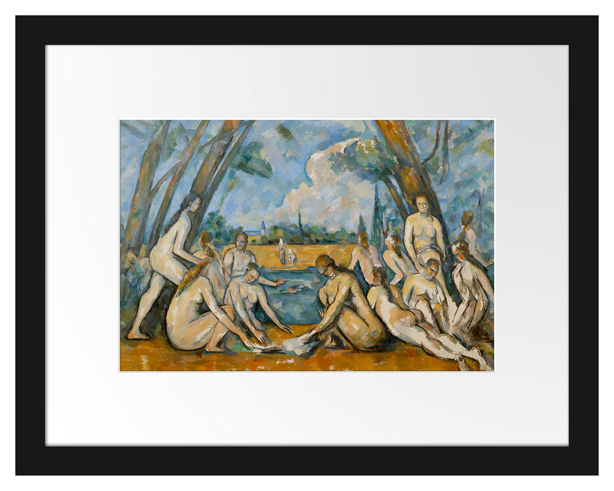 Pixxprint Paul Cézanne - Die großen Badenden, im Galerie-Passepartout Bilderrahmen