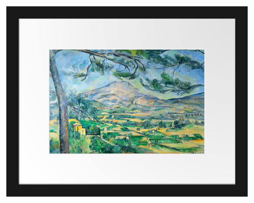 Pixxprint Paul Cézanne - Mont Sainte-Victoireca, im Galerie-Passepartout Bilderrahmen