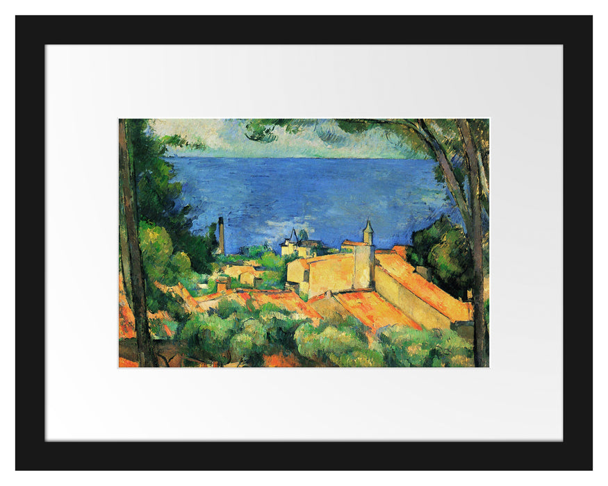 Pixxprint Paul Cézanne - L'Estaque, im Galerie-Passepartout Bilderrahmen