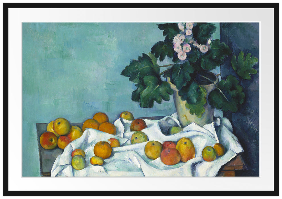 Paul Cézanne  - Stillleben mit Äpfeln und einem Topf Passepartout Rechteckig 100