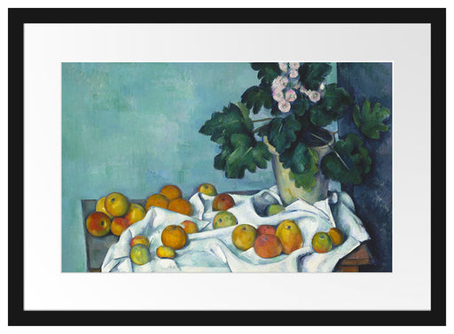 Paul Cézanne  - Stillleben mit Äpfeln und einem Topf Passepartout Rechteckig 40