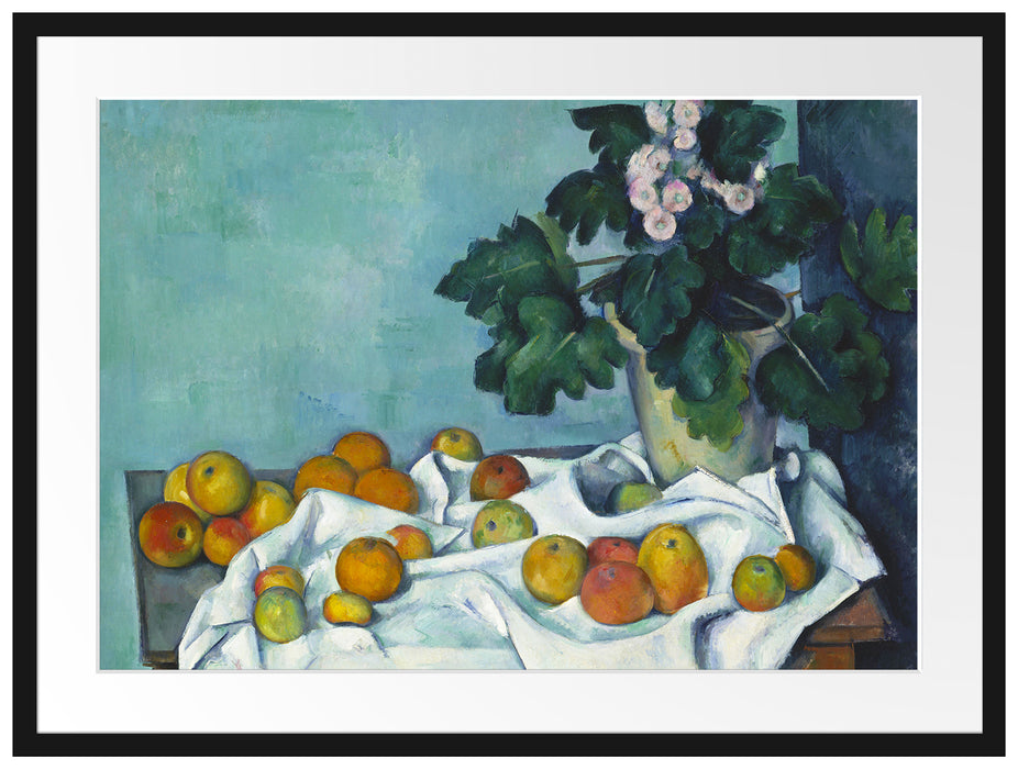 Paul Cézanne  - Stillleben mit Äpfeln und einem Topf Passepartout Rechteckig 80