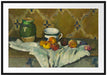 Paul Cézanne  - Stillleben mit Krug Tasse und Äpfel Passepartout Rechteckig 100