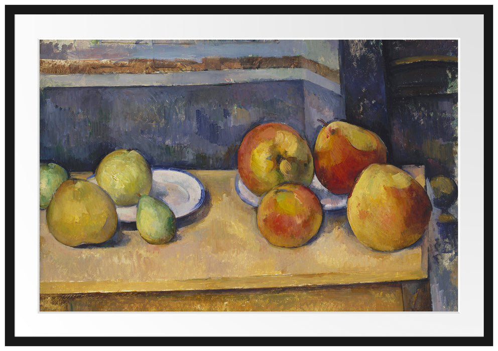 Paul Cézanne  - Stillleben mit Äpfel und Birnen.  Passepartout Rechteckig 100