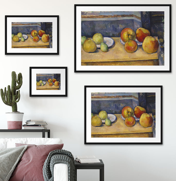 Paul Cézanne  - Stillleben mit Äpfel und Birnen.  Passepartout Wohnzimmer Rechteckig